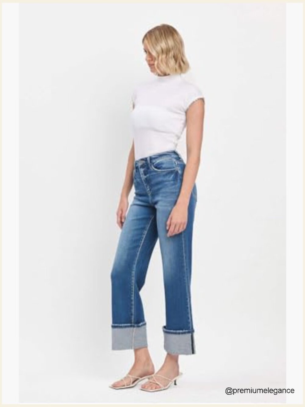 Super High Rise Flare Jeans 28" Inseam Vintage 90s Stretch Denim - Picture 4 of 6